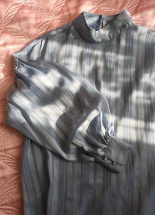 Шикарная полупрозрачная блуза в полоску с объемным рукавом от h&amp;m1 фото