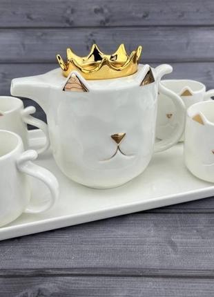 Чайный набор king cat белый2 фото