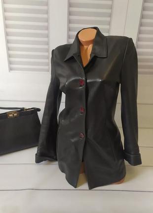 Пиджак чорний натуральна шкіра, м