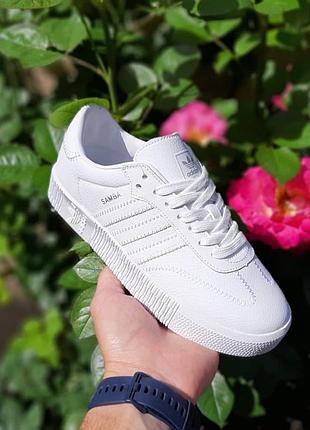 Жіночі кросівки кеди адідас самба adidas samba білі
