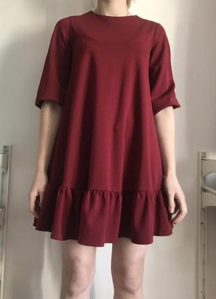 Бордова коротка сукня