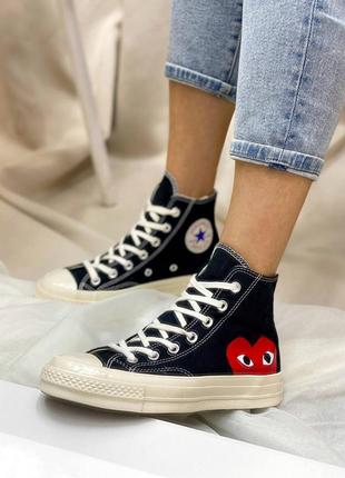 Кеди converse high cream black red