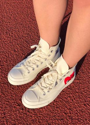 Кроссовки converse high beige red4 фото