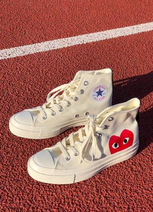 Кроссовки converse high beige red1 фото