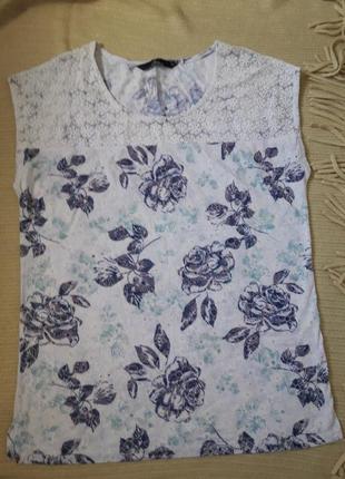 Футболка с кружевными вставками bm casual m