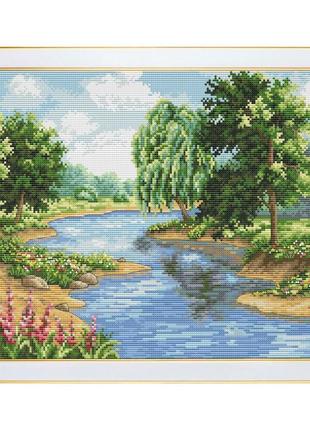 Набір для вишивання хрестом нитками тепло літнього дня природний заповідник річка 35x26 см м-0279