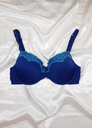 Ідеальний синій блакитний гладкий мережевний бюстгальтер з мякими паролоновими чашками без пушапу чашка в с