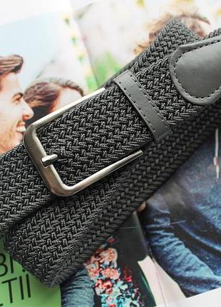 Плетеный ремень-резинка серый
