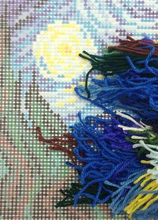 Набір для вишивання подушки хрестиком ромашкове поле страмін із пряжею zweigart напівхрест 40х40 см2 фото