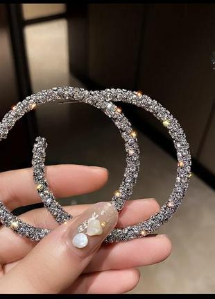 Сережки кільця, сережки кола. сережки сріблясті  сережки зі стразами