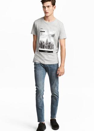 Джинсы синие потертые мужские скини skinny h&m 36/34