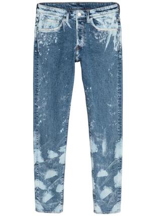 Джинси сині з плямами рвані скіні skinny h&m 36/34