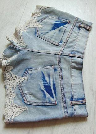 Стильні джинсові шорти з мереживом для дівчини. denim co. розмір 10/38/366 фото