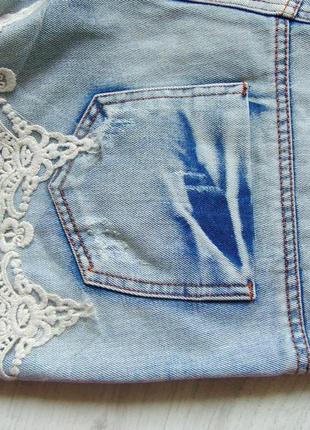 Стильні джинсові шорти з мереживом для дівчини. denim co. розмір 10/38/368 фото