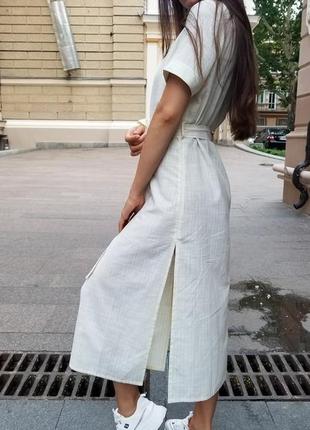 Сукня міді з льону-бавовни з красивими гудзиками4 фото