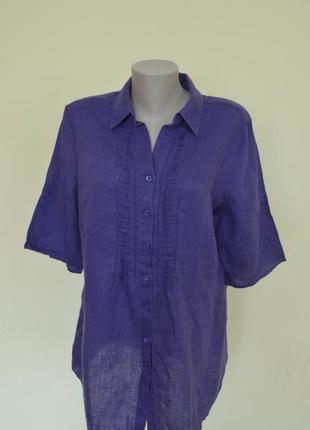 Красивая фирменная блуза лен 100% фиолетового цвета