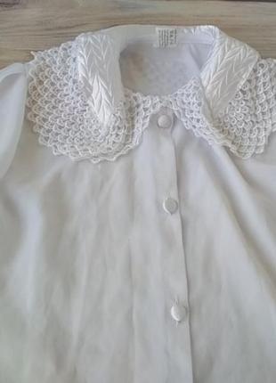 Нарядная белая блуза для девочки, р.128, 8лет3 фото