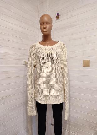 Натуральний грубий в'язання светр із бавовни m-xl