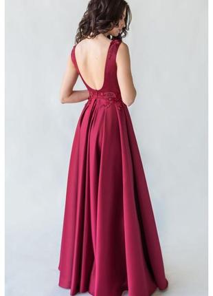 Шикарное платье виного цвета3 фото