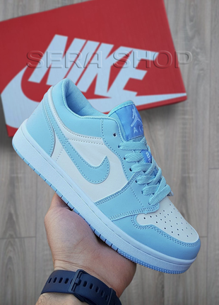 Nike air jordan 1 low white blue жіночі демісезонні кросівки, кеди найк джердан