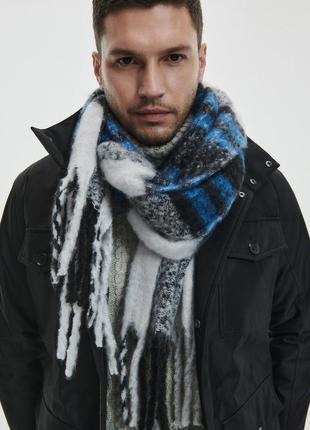 Новый фирменный плотный жаккардовый шарф в клетку reserved оригинал унисекс