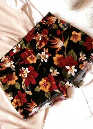 Яркие коттоновые шорты esmara, хлопковые шорты в цветочный принт