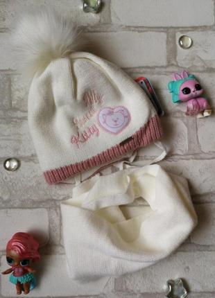 Польська зимова шапка+шарф на дівчинку grans 40-42