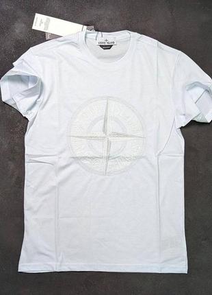 Біла футболка stone island / чоловічі футболки стон айленд / стон ісленд