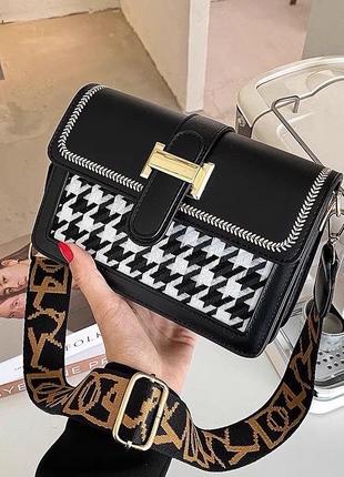 Сумка женская черная с широким ремешком