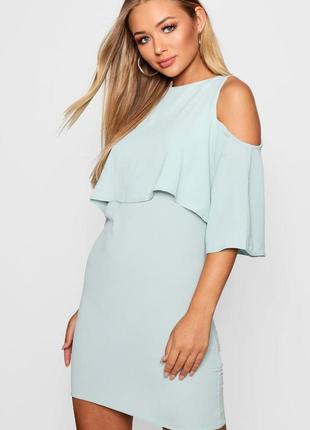Бірюзова коротка сукня boohoo m l s плаття з відкритими плечима коротка сукня з рюшами