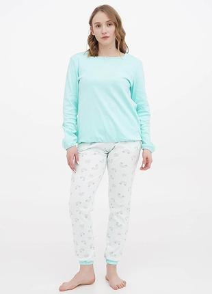 Домашній жіночій бавовняний костюм ментолового кольору chikiss cpl 002