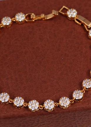 Браслет xuping jewelry круглые звенья соединение колечком 19 см  6 мм золотистый