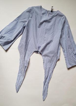 Шикарная укороченная блуза в полоску с завязками,кроп топ в полоску с завязками на рукавах5 фото
