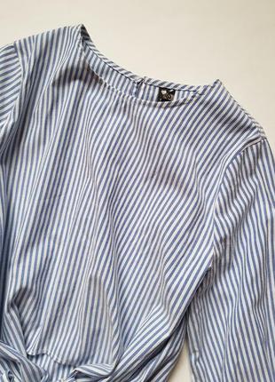 Шикарная укороченная блуза в полоску с завязками,кроп топ в полоску с завязками на рукавах10 фото