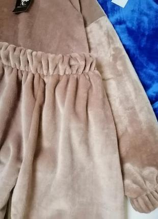 Тепла плюшева піжама домашній костюм можна як прогулянковий костюм двостороннє хутро плюш тедді тёпл2 фото