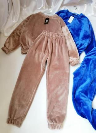 Тепла плюшева піжама домашній костюм можна як прогулянковий костюм двостороннє хутро плюш тедді тёпл6 фото
