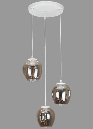 Белая подвесная люстра на 3 молекулы (56-pr0231f-3 wh+bk)
