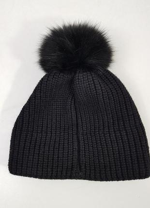 Красивая теплая шапка с натуральным помпоном eisbär шерсть2 фото