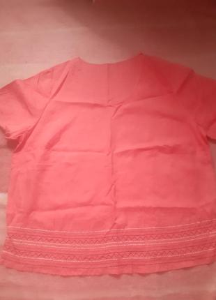 Блуза батал, блуза лён,100% лен,блуза с элементами вышивки