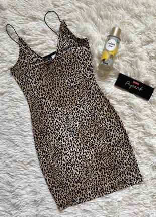Леопардовое платье на бретелях h&m