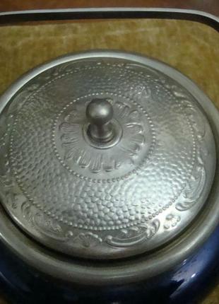 Антикварная сахарница кобальт мельхиор ссср зиш №ст42 фото