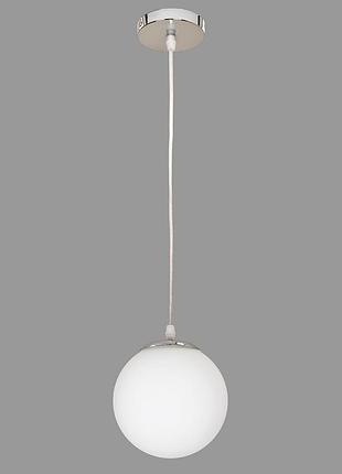 Серебряный подвес со стеклянным белым 15см шаром (56-pr150f-1 cr+wh)