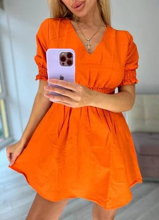 Платье короткое мини с пышной юбкой расклешенное клеш колокольчик розовое малиновое зелёное оранжевое неоновое летнее весеннее1 фото
