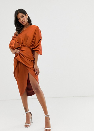 Атласное ассемитричное платье asos disign