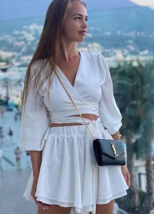 Женский деловой стильный классный классический удобный модный трендовый костюм модная юбка юбка и кофта белый2 фото