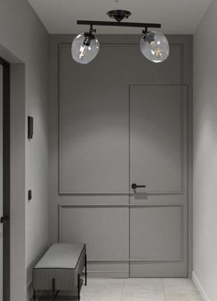 Черная потолочная люстра на 2 лампы molecule (56-xpr0231f-2 bk+cl)