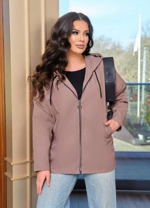 Курточка пиджак большого размера батал весенняя лёгкая короткая черная серая коричневая розовая на молнии с капюшоном ветровка пальто парка кардиган
