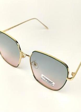 Сонцезахисні окуляри «shine» із золото-зеленою металевою оправою та зелено-рожевою градієнтною лінзою
