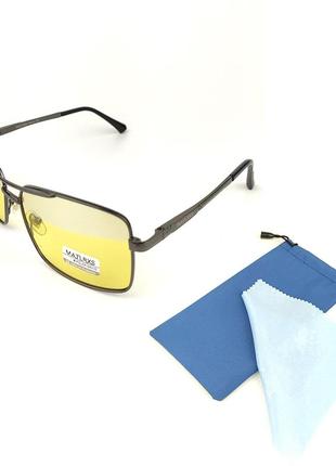 Солнцезащитные очки квадратной формы «sea» с черной металической оправой и желтой линзой2 фото