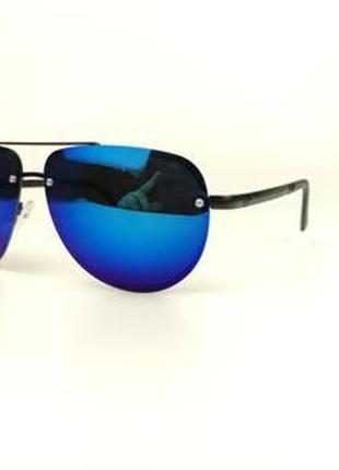 Сонцезахисні окуляри-авіатори classic у чорній металевій оправі з дзеркальною лінзою1 фото
